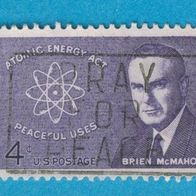 USA 1962 Mi.830 10 Todestag von Brien McMahon mit Reklamestempel