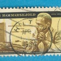 USA 1962 Mi.833 II.a. Dag Hammarskjöld mit Seitenrand sauber gestempelt.