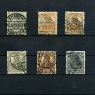 Briefmarken DR 1916, kompl. Sätze 98-100 + 102-104, gestempelt, siehe Scan