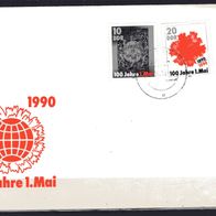 DDR 1990 100 Jahre Tag der Arbeit FDC MiNr. 3322 - 3323 gestempelt
