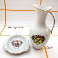 Andenkenporzellan * Henkelvase Vase Oybin & Ascher / Aschenbecher Wernigerode 60er