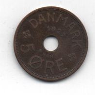 Münze Dänemark 5 Öre 1927