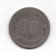 Münze Deutsches Reich 10 Pfennig 1891