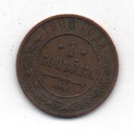 Münze Russland 1 Kopeke 1908