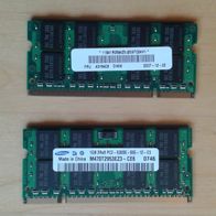 2 RAM-Speicher DDR2 Samsung 1GB PC2 5300 667MHz Laptop