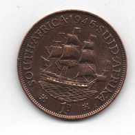 Münze Süd Afrika 1 Penny Georg VI 1945