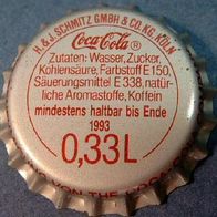 Coca-Cola 0,33 Liter Kronkorken aus Köln 1993 Kronenkorken neu in unbenutzt coke