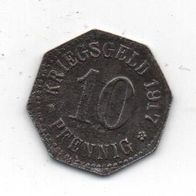 Münze Kriegsgeld Wiesbaden 10 Pfennig 1917