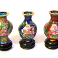 Rarität: 5er Set chinesische Vasen Emaille Miniaturen - Höhe: ca. 5 cm