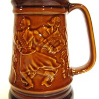 Sammlerstück: alter Bierkrug aus Keramik braun glasiert - Motiv Tanzpaare -1,5l