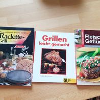 3 kleine Büchlein Grillen-Raclette-Fleisch