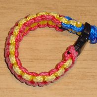 Armband, rot-gelb-blau, selbstgemacht, ca. 16 cm lang (klein)