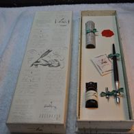 Kalligraphie Set in Geschenkverpackung mit Holzschreibfeder, Ersatz 10 ml Tinte braun