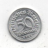 Münze Deutsches Reich 50 Pfennig 1920.