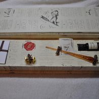 Kalligraphie Set in Geschenkverpackung mit Glasschreibfeder und Zubehör 0396 braun