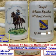 Bier-Krug * Militaria * US-Kaserne Hersfeld * 14th Armd. Cavalry von 1965