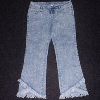 Damen-Jeans von Rainbow (Gr 46) mit Bootcut und ausgefranstem Saum in blue bleached