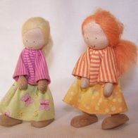 2 kleine Käthe Kruse Holz / Stoff - Puppen