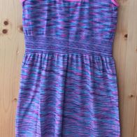mehrfarbiges (pink, türkis, dunkelblau) Kleid Gr. S (0046)