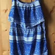 blau-weißes Sommerkleid Gr. L mit seitlichen Taschen (4690)