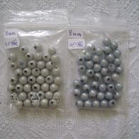Acrylperlen 8 mm Miracle 3 D Perlen in Silber/ Grau/ Blau 81 Stk.