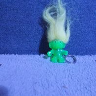 Schlüsselanhänger Grüner Troll mit Gelbem Haar gebraucht Hasbro