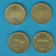 Deutschland 20 Cent 2003 A, D, F, G. kompl.