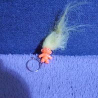 Schlüsselanhänger Orangener Troll mit Gelben Haar gebraucht Hasbro