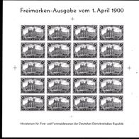 DDR Schwarzdruck-Bogen Freimarken-Ausgabe vom 1. April 1900 Sonderbeleg ungebraucht