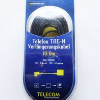 Bandridge - Telefon TAE-N 10m Verlängerungskabel. Nickel-Platin Contacte