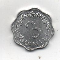 Münze Malta 3 Mils 1972 Alu