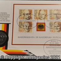 D: Bundespräsidenten der BRD Münzbrief mit 2 DM Münze Heuss 1981 J