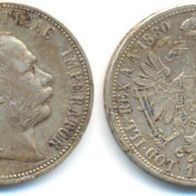 Österreich 1 Gulden / Florin 1880 Silber, Kaiser Franz Joseph I. (1848-1916)