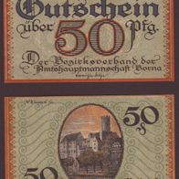 AB34a Banknote 1919 Notgeld Borna 50 Pfennig