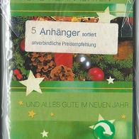 5x Deko Geschenkanhänger Weihnachten Geschenk Fest Karten Christmas Kärtchen OVP