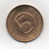 Münze Slowenien 5 Tolarjev 1996