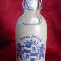 Flasche mit Bügelverschluss aus glasiertem Steinzeug "Franz Joseph Jubelbier"