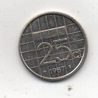 Münze Niederlande 25 Cent 1987..