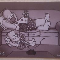 Postkarte The Simpsons Homer and Bart watching TV