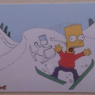 Postkarte The Simpsons Bart skiing in the snowy mountains