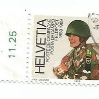 Briefmarke Schweiz: 1989 - 25 Rappen - Michel Nr. 1385 + Rand # 1