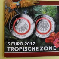 Deutschland BRD 2017 5 Euro D Tropische Zone im Folder Polymerring