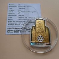 Vatikan 2006 Spanienbesuch 5 $ Cooc Inseln Münze mit Swarovski Gold Silber PP