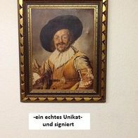 Ölbild auf Leinen Der fröhliche Trinker - Frans Hals - signiert -