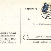 Heimatbeleg (19) Johannes Ooms Mode Troisdorf Otto Weidemann Schließfach 69 Kleve