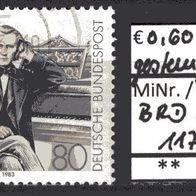 BRD / Bund 1983 150. Geburtstag von Johannes Brahms MiNr. 1177 Vollstempel