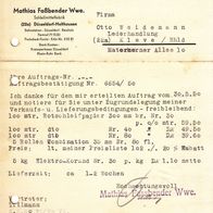 Heimatbeleg (72) Mathias Faßbender Wwe Düsseldorf Holthausen Schleifmittelfabrik 1950