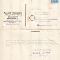 Heimatbeleg (89) Postkarte Arnold Klümpen Ledergroßhandlung Düsseldorf 1951