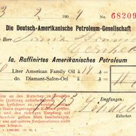 Heimatbeleg (91) Quittung Die Deutsche-Amerikanische Petroleum-Gesellschaft 1904