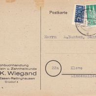 Heimatbeleg (108) Postkarte 1949 F. & K. Wiegand Essen Rellinghausen Fachbuchhandlung